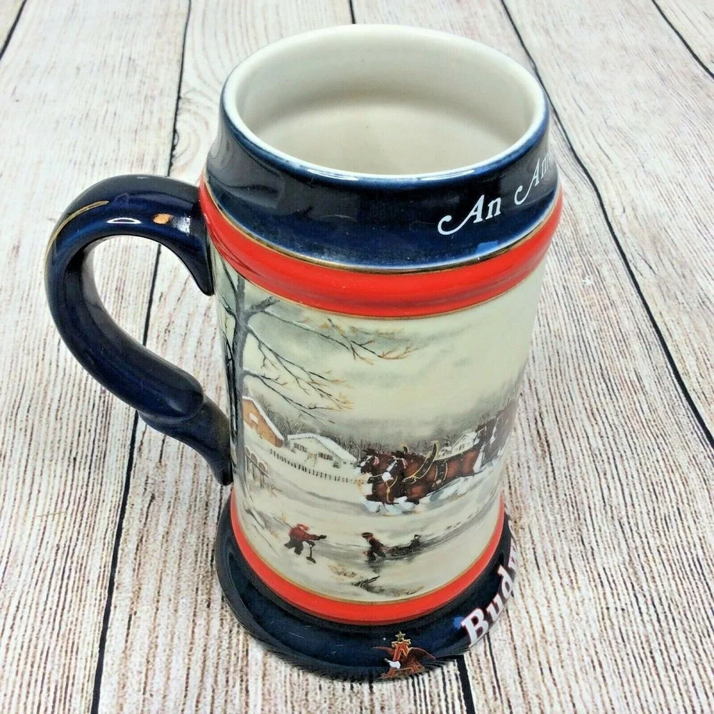 Budweiser Beer Stein Collector Series 1990 AMERICAN TRADITION Vintage‎ Horses